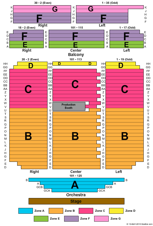 Mayo Performing Arts Center End Stage Zone Seating Chart